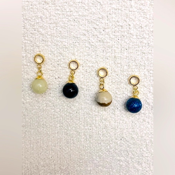YOUR CHOICE - Natural Semi-Precious stones -  Silver & Gold  Plated - Orb Charms - Picture 7 of 11